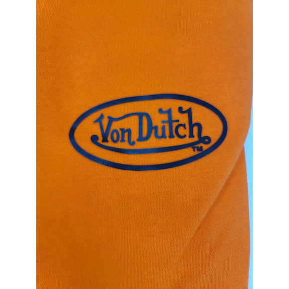Von Dutch Oval Logo Fleece Jogger Orange Black‎ Streetwear Unisex - Picture 3 of 7